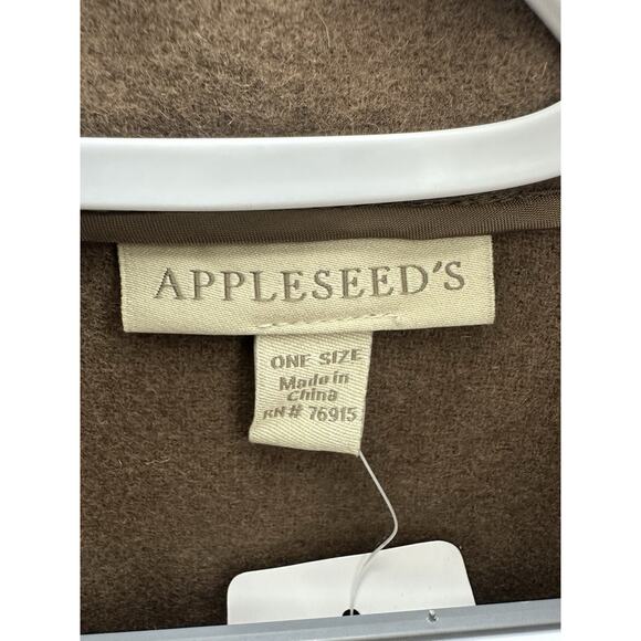 Appleseeds Womens Poncho One Size Acorn Brown Button Up Wool Blend NWTs - Picture 6 of 13